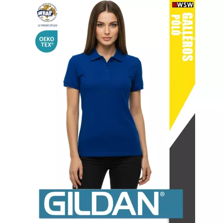 Gildan SOFTSTYLE NAVY rövidujjú női galléros 100% pamut póló