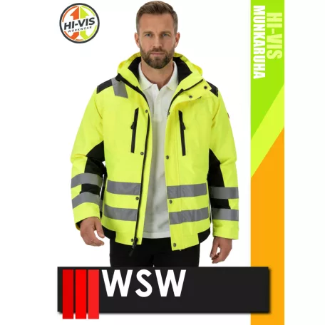 WSW YELLOW GLASGOW technikai bélelt láthatósági derekas télikabát - munkaruha