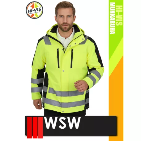 WSW YELLOW GLASGOW technikai bélelt láthatósági hosszított télikabát - munkaruha