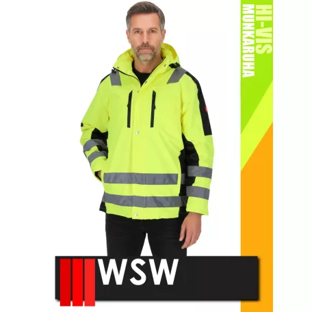 WSW YELLOW GLASGOW technikai bélelt láthatósági hosszított télikabát - munkaruha