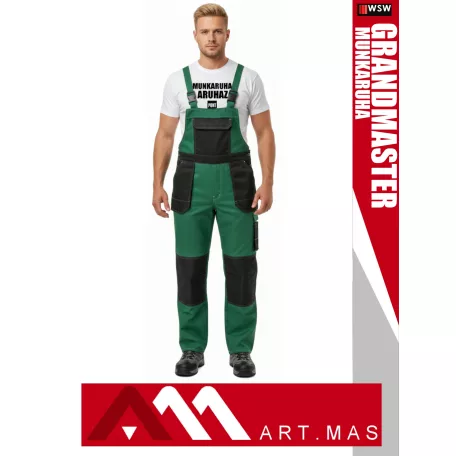 Artmas GRANDMASTER GREEN kevertszálas technikai kantárosnadrág - munkaruha