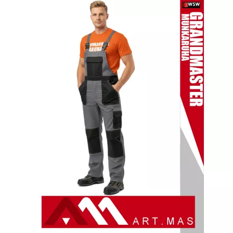 Artmas GRANDMASTER GREY kevertszálas technikai kantárosnadrág - munkaruha