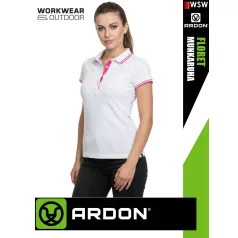   Ardon FLORET WHITEPINK technikai galléros stretch női póló - munkaruha