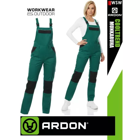 Ardon COOL TREND GREEN technikai pamut női kantáros munkanadrág - munkaruha