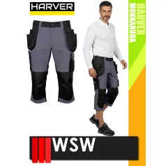   WSW HARVER GREY technikai kevertszálas rövid lengőzsebes munkanadrág - munkaruha