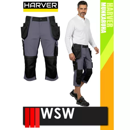 WSW HARVER GREY technikai kevertszálas rövid lengőzsebes munkanadrág - munkaruha