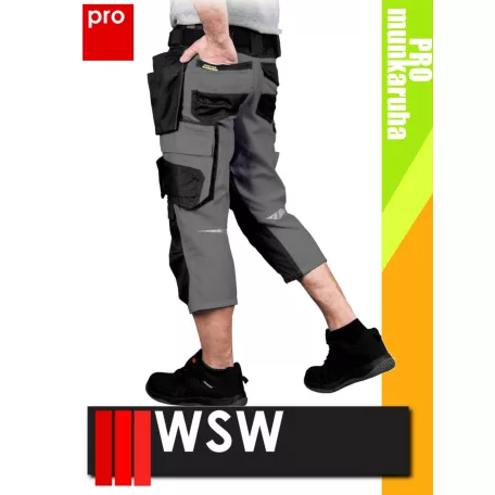 WSW HARVER GREY technikai kevertszálas rövid lengőzsebes munkanadrág - munkaruha