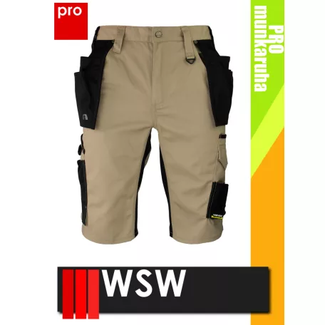 WSW HARVER BEIGE technikai kevertszálas rövid lengőzsebes munkanadrág - munkaruha