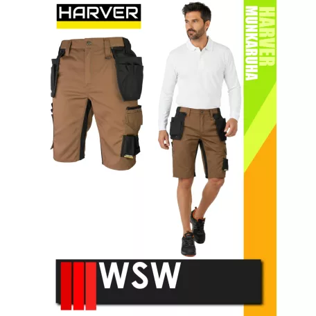 WSW HARVER BROWN technikai kevertszálas rövid lengőzsebes munkanadrág - munkaruha