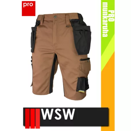 WSW HARVER BROWN technikai kevertszálas rövid lengőzsebes munkanadrág - munkaruha