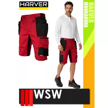 WSW HARVES RED technikai kevertszálas rövid lengőzsebes munkanadrág - munkaruha
