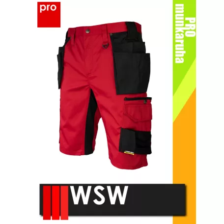 WSW HARVES RED technikai kevertszálas rövid lengőzsebes munkanadrág - munkaruha