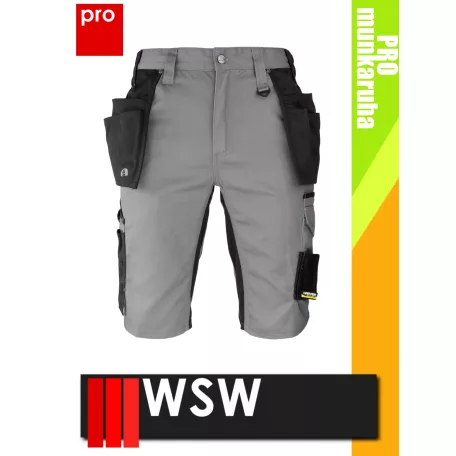 WSW HARVER GREY technikai kevertszálas rövid lengőzsebes munkanadrág - munkaruha