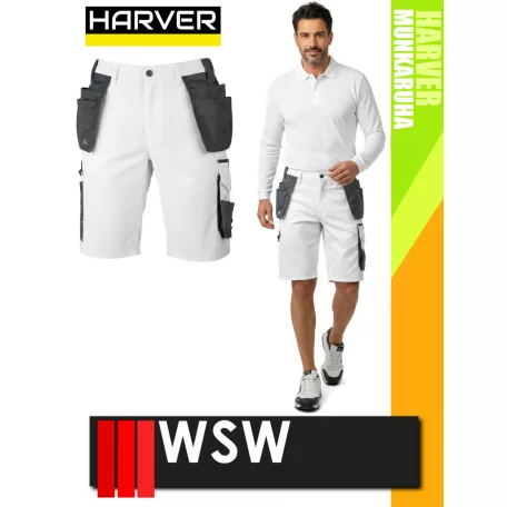 WSW HARVER WHITE technikai kevertszálas rövid lengőzsebes munkanadrág - munkaruha