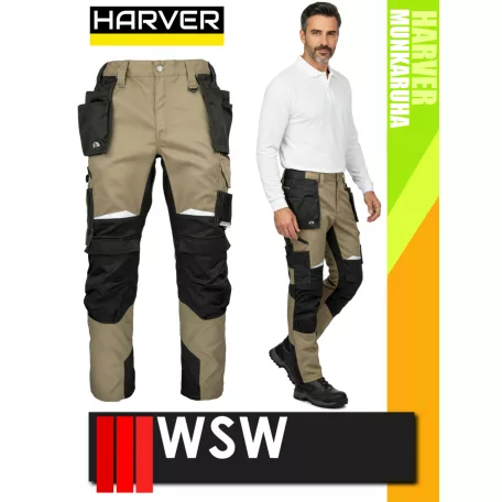 WSW HARVER BEIGE technikai kevertszálas derekas lengőzsebes munkanadrág - munkaruha