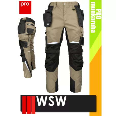 WSW HARVER BEIGE technikai kevertszálas derekas lengőzsebes munkanadrág - munkaruha