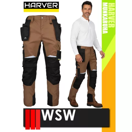 WSW HARVER BROWN technikai kevertszálas derekas lengőzsebes munkanadrág - munkaruha
