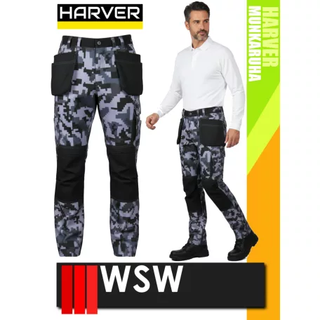 WSW HARVER CAMO technikai kevertszálas derekas lengőzsebes munkanadrág - munkaruha