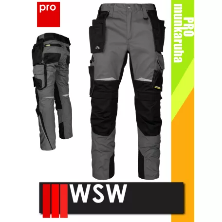 WSW HARVER GREY technikai kevertszálas derekas lengőzsebes munkanadrág - munkaruha