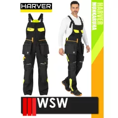   WSW HARVER COOL BLACKHV technikai prémium kevertszálas kopásálló kantáros nadrág - munkaruha
