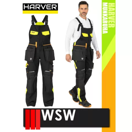 WSW HARVER COOL BLACKHV technikai prémium kevertszálas kopásálló kantáros nadrág - munkaruha