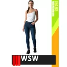 WSW MED DENIM NAVY technikai kevertszálas derekas farmer női munkanadrág - munkaruha