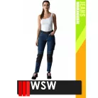 WSW MED DENIM NAVY technikai kevertszálas derekas farmer női munkanadrág - munkaruha