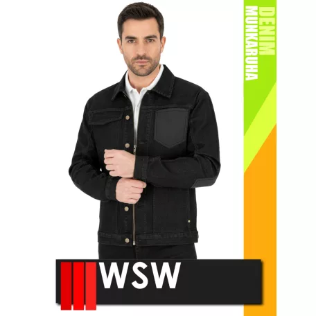 WSW MED DENIM BLACK technikai kevertszálas farmer munkakabát - munkaruha
