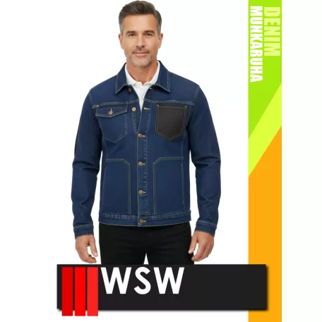 WSW MED DENIM NAVY technikai kevertszálas farmer munkakabát - munkaruha