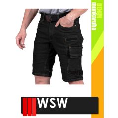   WSW MED DENIM BLACK technikai kevertszálas rövid farmer munkanadrág - munkaruha