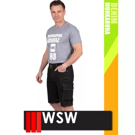 WSW MED DENIM BLACK technikai kevertszálas rövid farmer munkanadrág - munkaruha