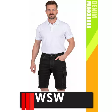WSW MED DENIM BLACK technikai kevertszálas rövid farmer munkanadrág - munkaruha