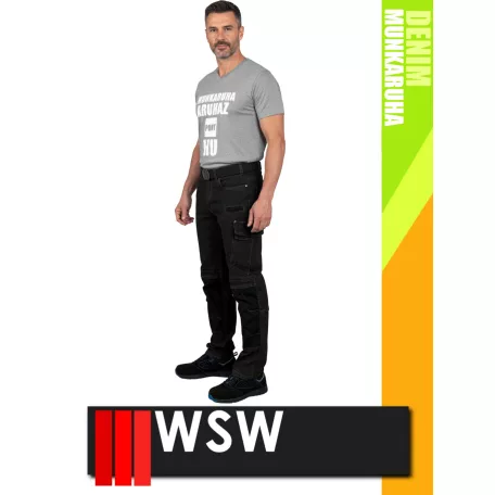 WSW MED DENIM BLACK technikai kevertszálas derekas farmer munkanadrág - munkaruha