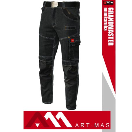 Artmas JEANS BLACK stretch slimfit technikai farmernadrág - munkaruha