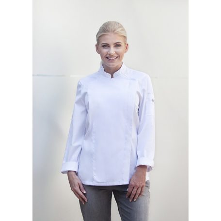 Karlowsky WHITE NAOMI lélegző 95C-on mosható hosszúujjú női séf kabát - munkaruha