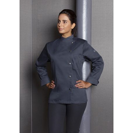 Karlowsky ANTHRACITE LARISSA kevertszálas 95C-on mosható hosszúujjú női séf kabát - munkaruha