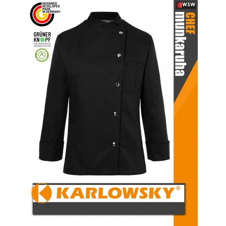 Karlowsky BLACK LARISSA kevertszálas 95C-on mosható hosszúujjú női séf kabát - munkaruha