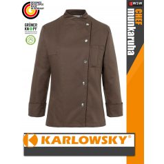   Karlowsky LIGHTBROWN LARISSA kevertszálas 95C-on mosható hosszúujjú női séf kabát - munkaruha