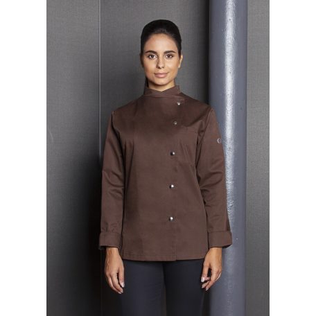 Karlowsky LIGHTBROWN LARISSA kevertszálas 95C-on mosható hosszúujjú női séf kabát - munkaruha