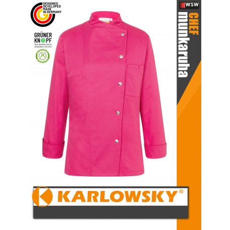 Karlowsky PINK LARISSA kevertszálas 95C-on mosható hosszúujjú női séf kabát - munkaruha