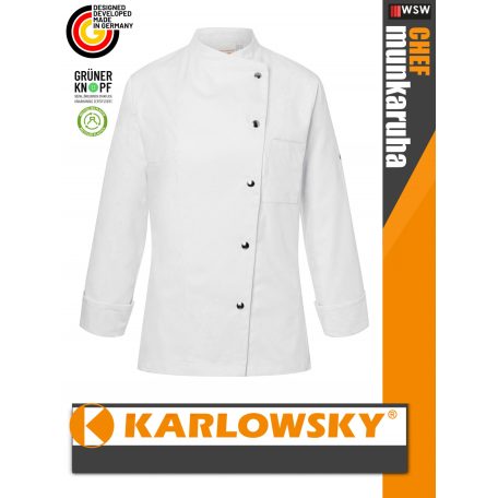 Karlowsky WHITE LARISSA kevertszálas 95C-on mosható hosszúujjú női séf kabát - munkaruha