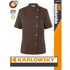   Karlowsky LIGHTBROWN GRETA kevertszálas 95C-on mosható rövidujjú női séf kabát - munkaruha
