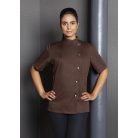 Karlowsky LIGHTBROWN GRETA kevertszálas 95C-on mosható rövidujjú női séf kabát - munkaruha