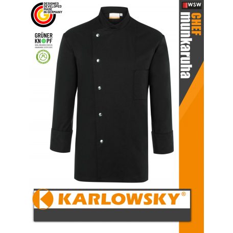 Karlowsky BLACK LARS kevertszálas 95C-on mosható hosszúujjú férfi séf kabát - munkaruha