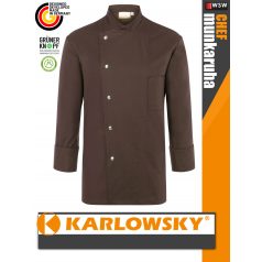   Karlowsky LIGHTBROWN LARS kevertszálas 95C-on mosható hosszúujjú férfi séf kabát - munkaruha