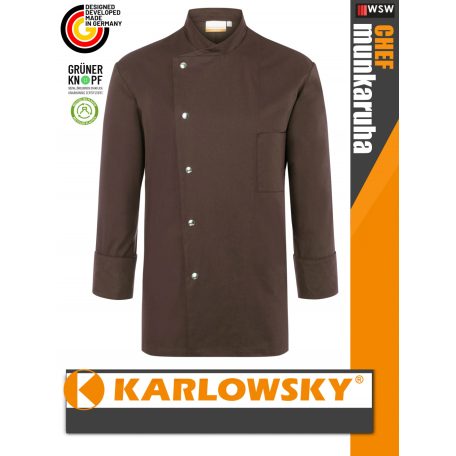 Karlowsky LIGHTBROWN LARS kevertszálas 95C-on mosható hosszúujjú férfi séf kabát - munkaruha