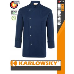   Karlowsky NAVY LARS kevertszálas 95C-on mosható hosszúujjú férfi séf kabát - munkaruha