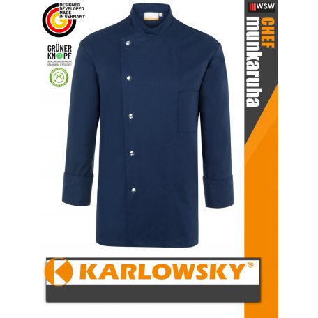 Karlowsky NAVY LARS kevertszálas 95C-on mosható hosszúujjú férfi séf kabát - munkaruha