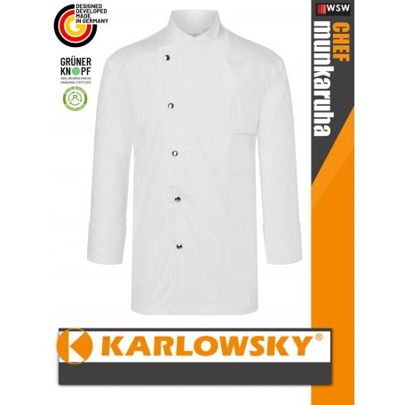Karlowsky WHITE LARS kevertszálas 95C-on mosható hosszúujjú férfi séf kabát - munkaruha