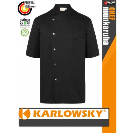 Karlowsky BLACK GUSTAV kevertszálas 95C-on mosható rövidujjú férfi séf kabát - munkaruha